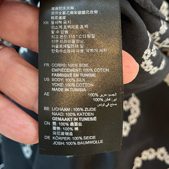 Sandro Paris Black Silk Flower Peace Sign Short Dress - Picture 7 of 8